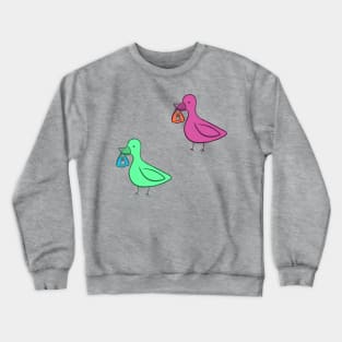 Ducks holding ghost in bag #1b Crewneck Sweatshirt